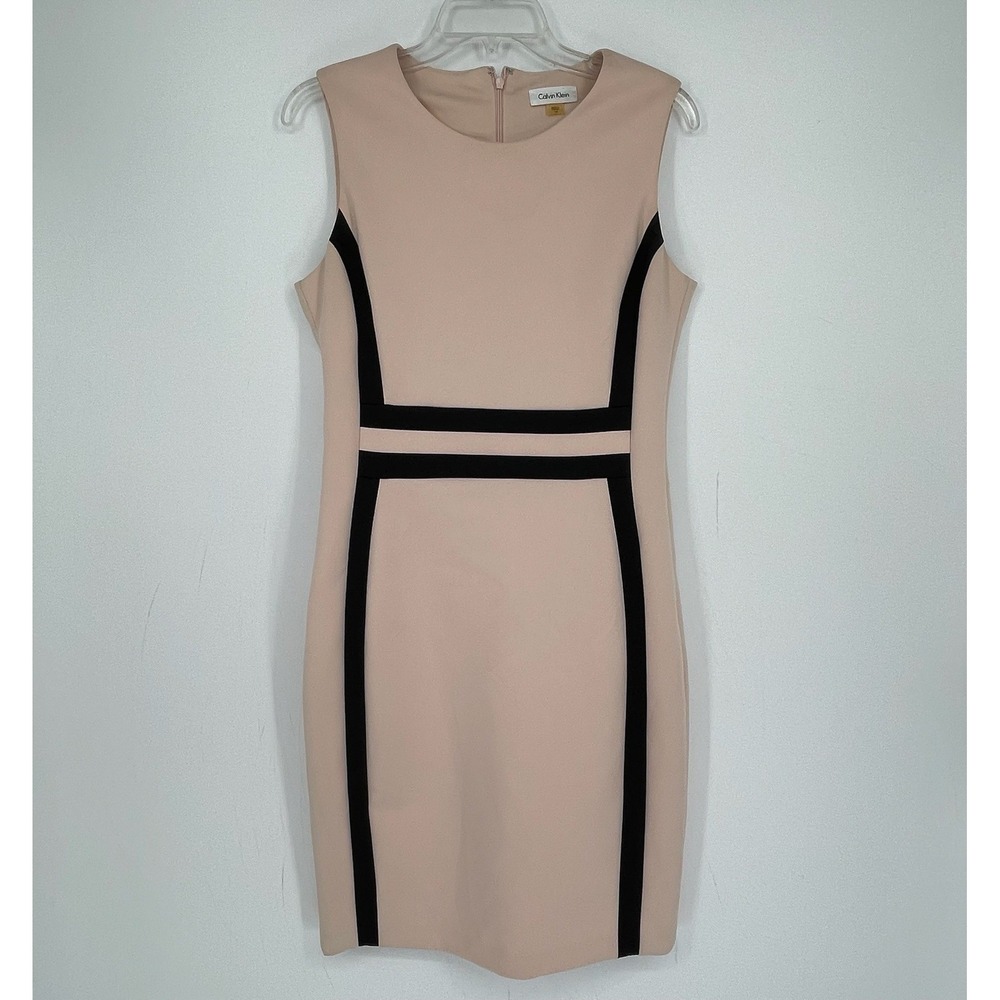 Calvin Klein Women's Pink Colorblock Sleeveless Sheath Dress Size 10